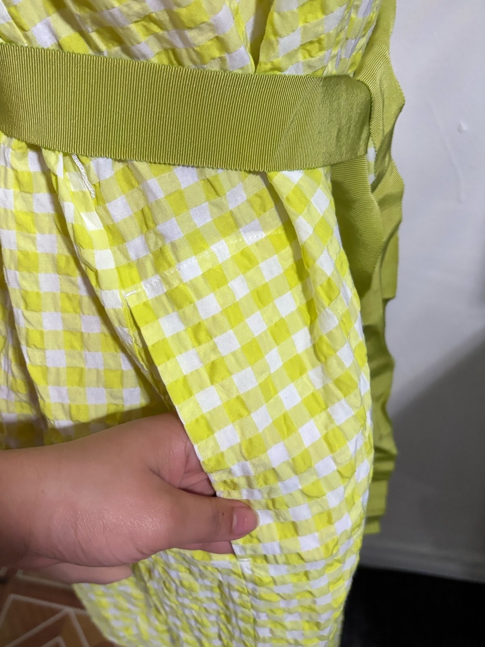 NWT PERSONA by Marina Rinaldi Women’s Yellow Gingham Midi Shirt Dress with Belt - Picture 11 of 16